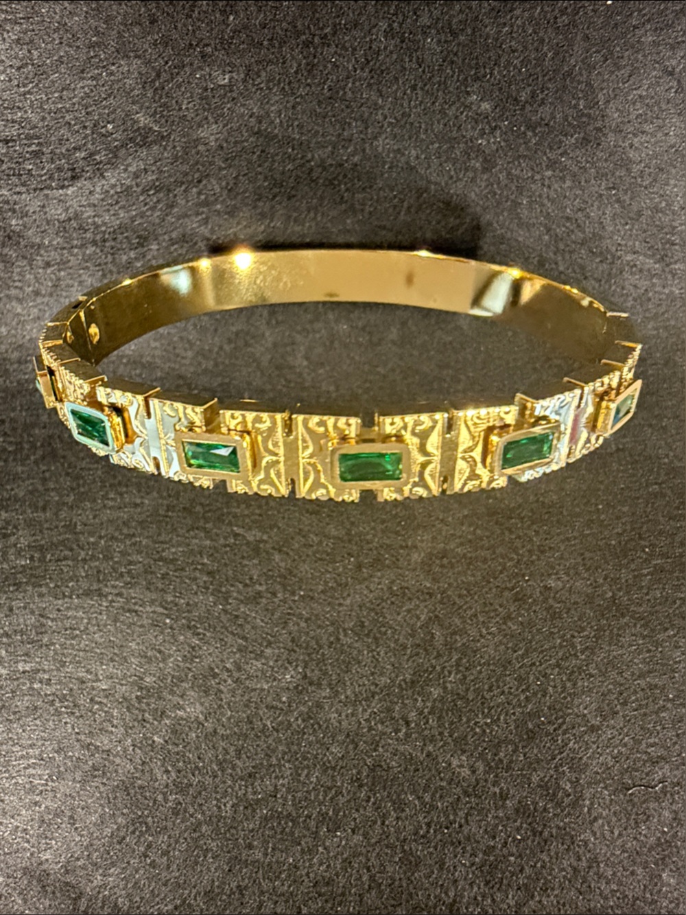 Gold Bracelet with Emerald-Green Accents